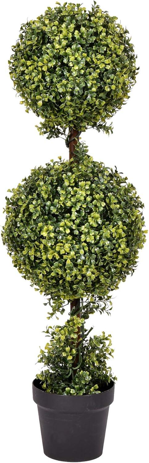 Vickerman 36" Artificial Boxwood In Nursery Pot: Faux Topiary Plant for Indoor/Outdoor Decor, Polyethylene, UV Resistant