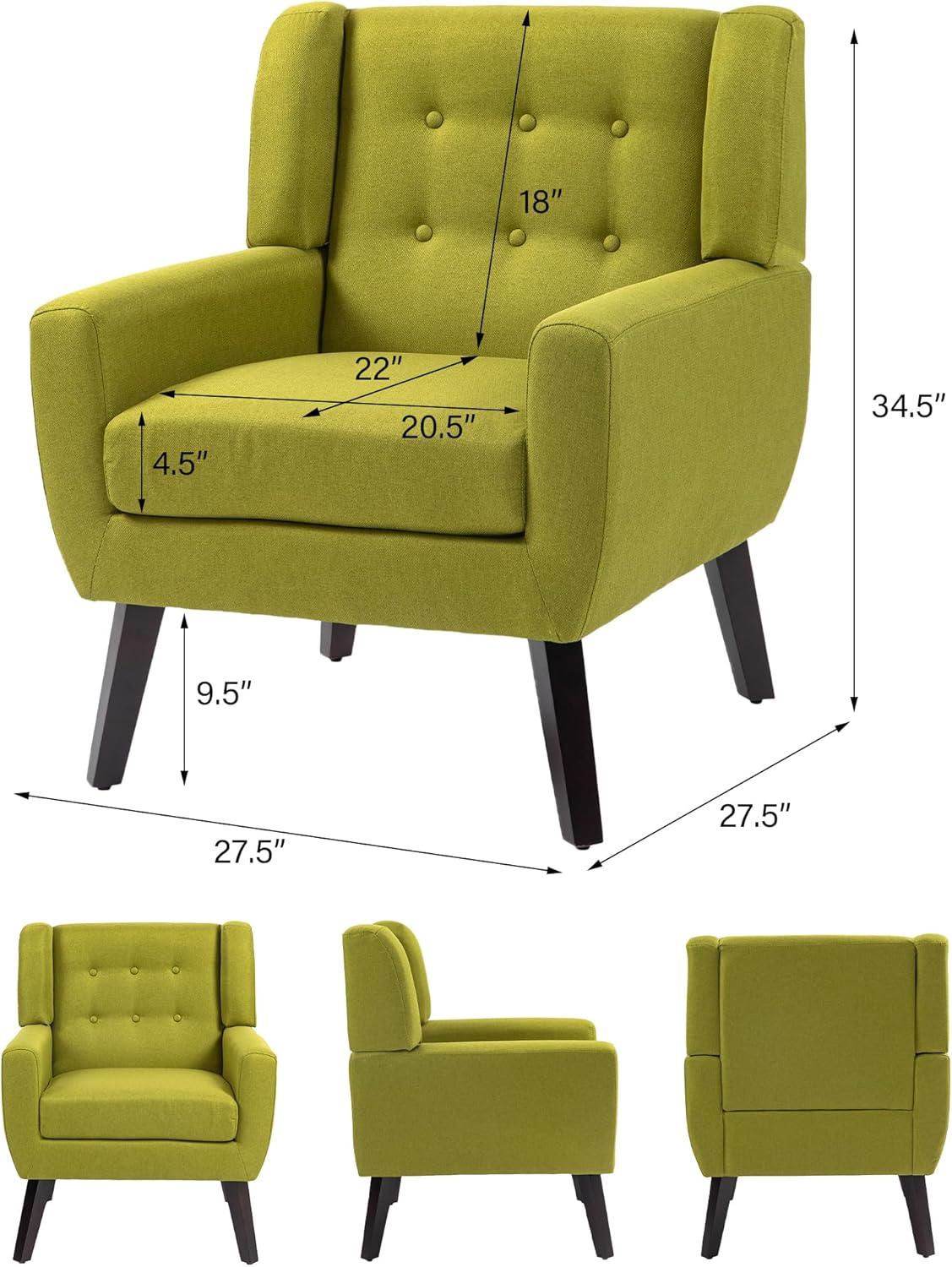 DREAMSIDEA Faux Leather Accent Chair for Living Room Morden Upholstered Armchair Green Chairs for Bedroom