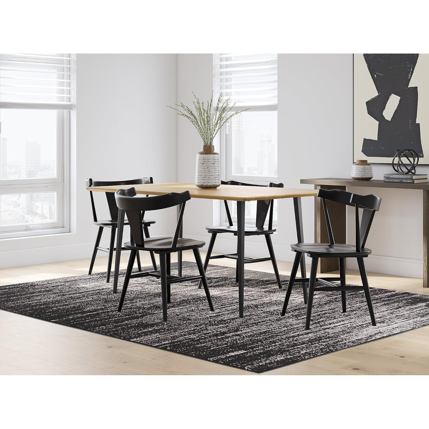 Set of 2 Centiar Dining Upholstered Side Chairs Black - Signature Design by Ashley: Faux Leather, Metal Base
