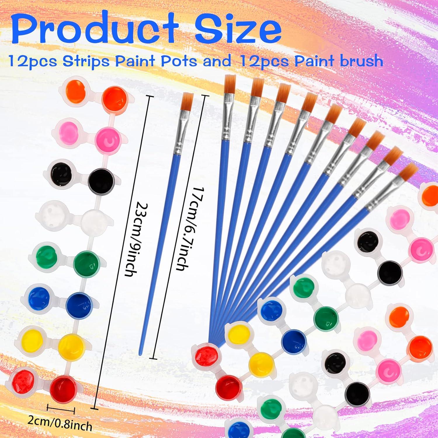 Acrylic Paint Strips For Kids&Adults,Bulk Set of 12 Washable Filled Paint Sets in 8 Colors,With 12 Paintbrushes,Painting Art Supplies Craft Paint Pots for Home Birthday Party Favors (Brown Purple)