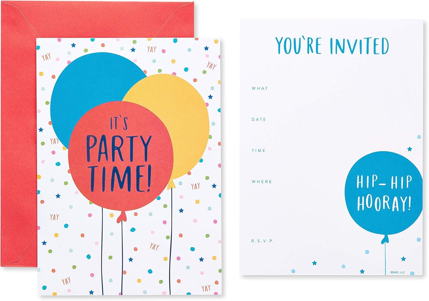 American Greetings Party Invitations and Envelopes Perfect for any Birthday or Special Occasion, Multi Color Balloons (25-Count)