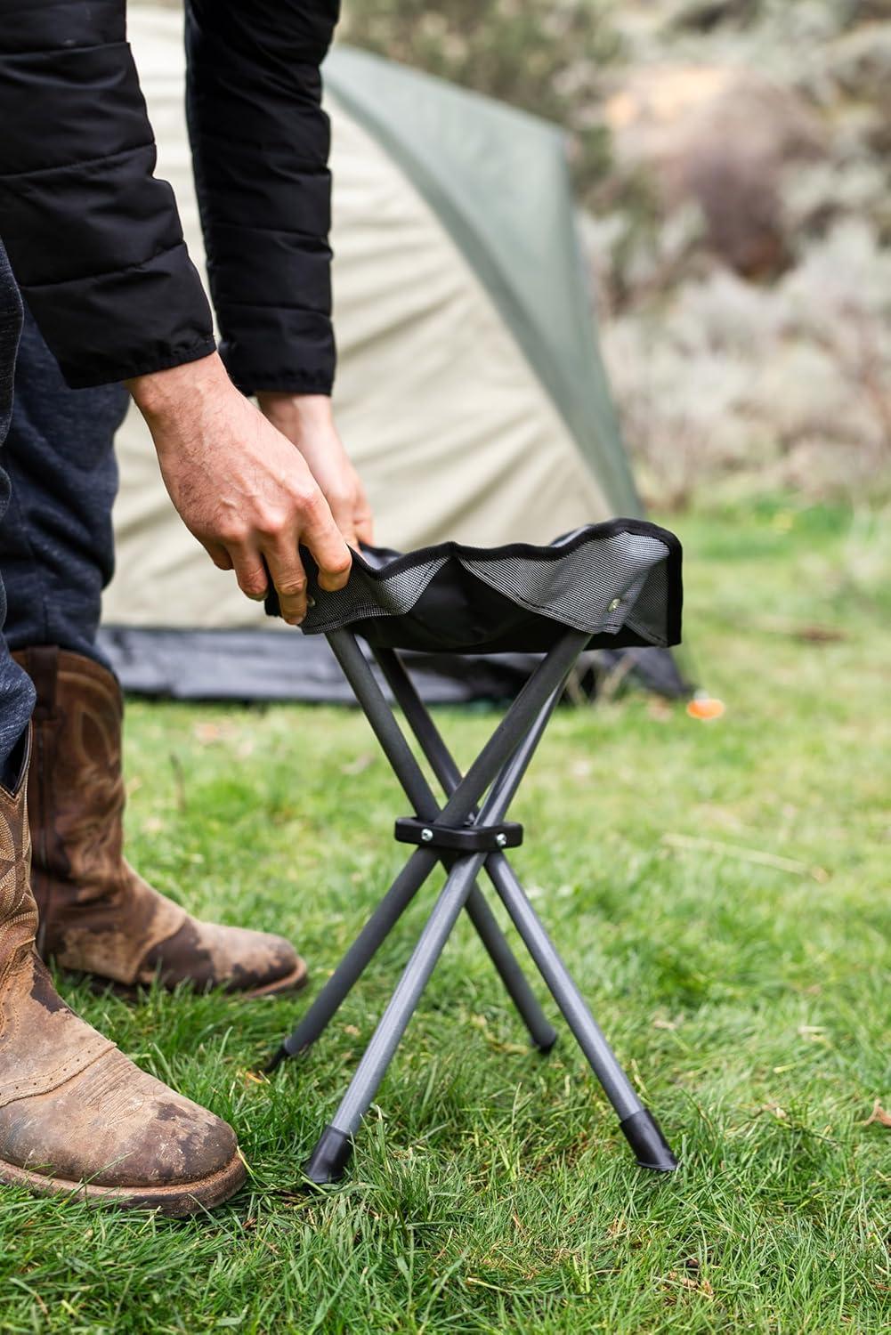 Stansport Apex Fold-up Stool Black Steel Polyester Camping Adult