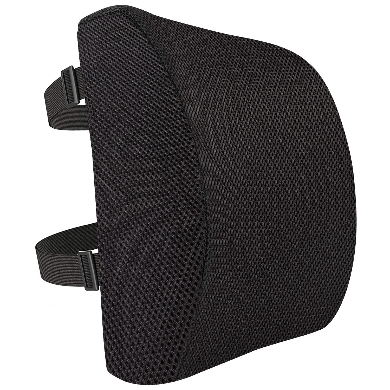 Amazon Basics Comfortable Seat Cushion & Lumbar Support for Office Chairs, Memory Foam, Black