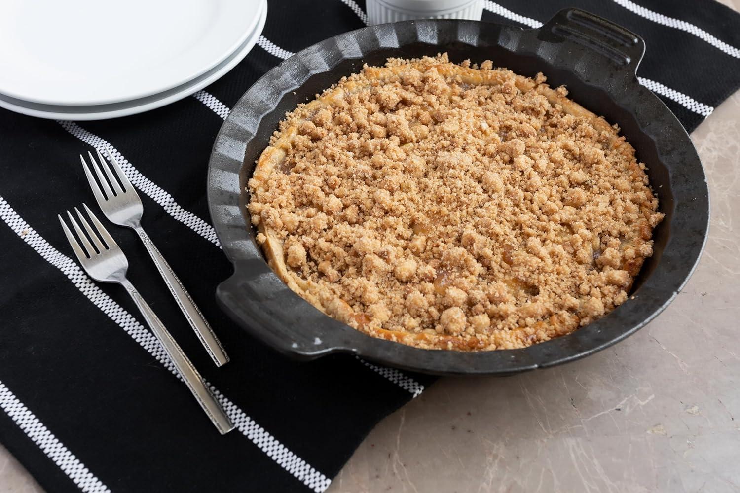 Outset Cast Iron Pie Pan For Oven, Stove, and Grill, 10"