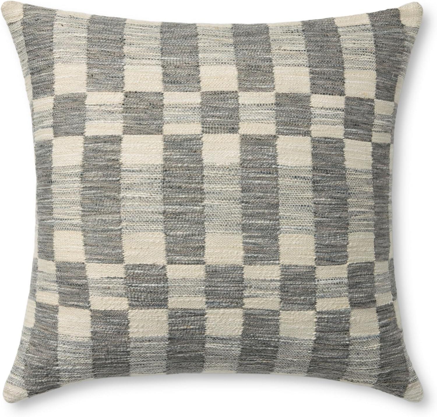 Adams Pillow by Amber Lewis x Loloi - Charcoal and Ivory / 18" x 18" / Down