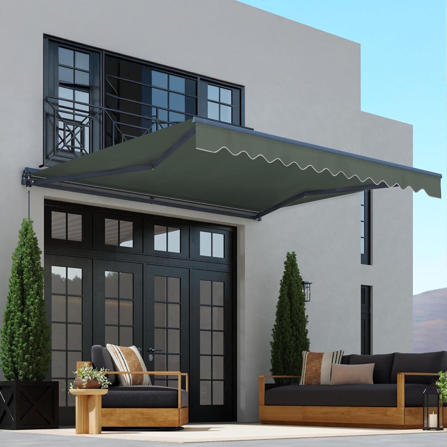 Semi-Cassette Motorized Patio Awning with LED Lights - Moroccan Collection