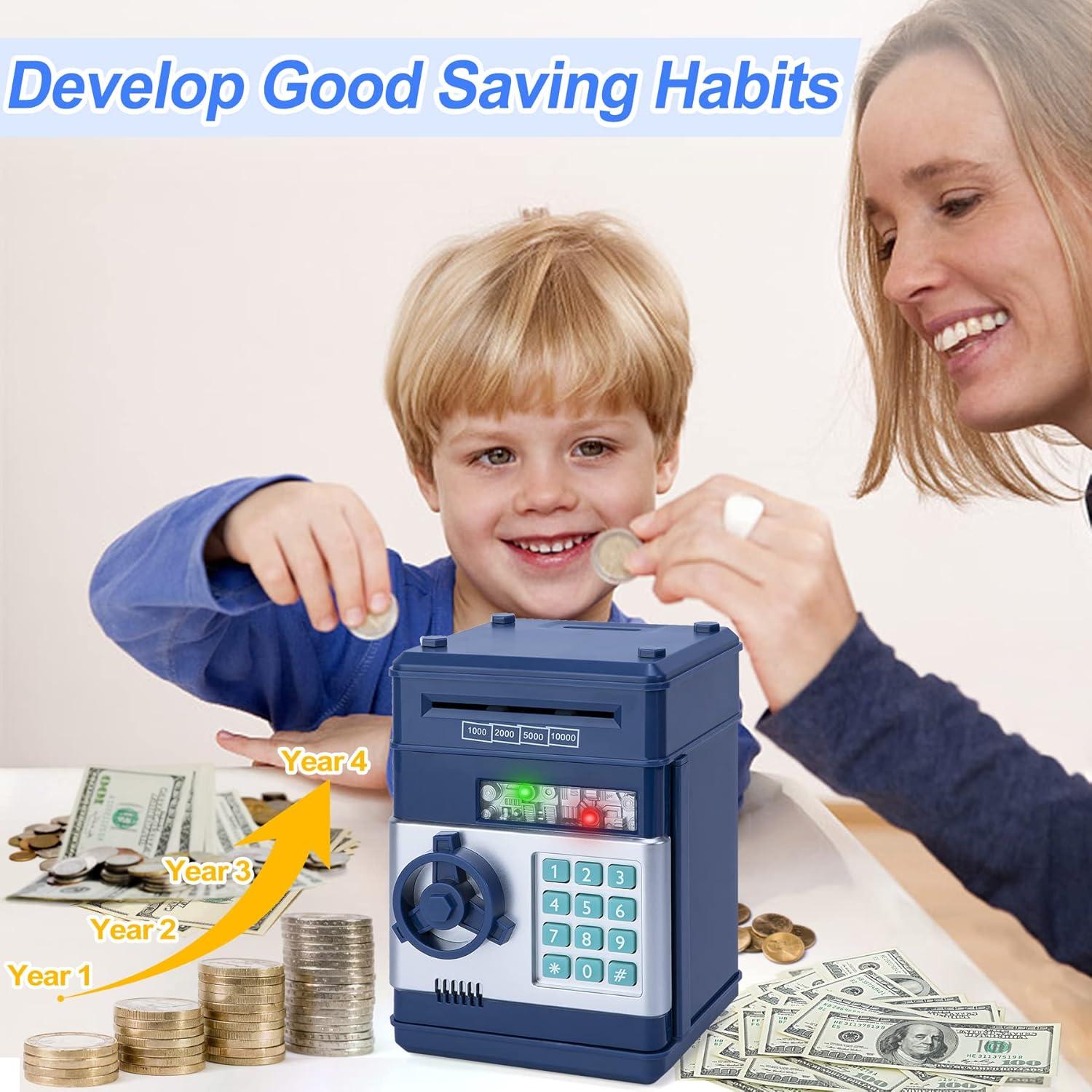 Lvelia Piggy Bank Cash Coin Can ATM Bank Electronic Coin Money Bank for Kids, Money Savings Box Large ATM Coin Bank Toys Gifts for 3-12 Year Old Boys Girls