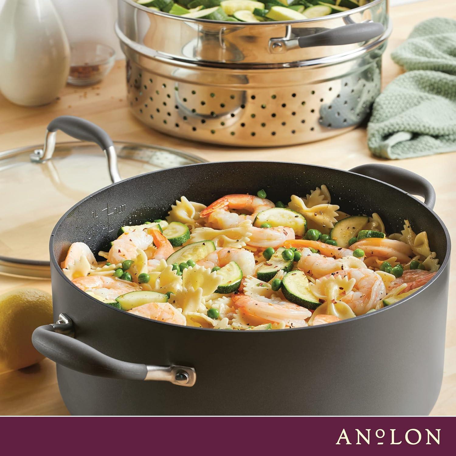 Anolon Advanced Home 8.5qt Stockpot with Steamer Insert Moonstone