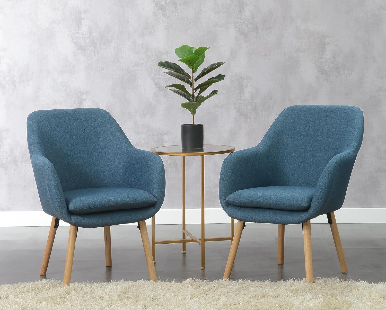 Convenience Concepts Take a Seat Charlotte Wingback Upholstered Accent Armchair, Denim Blue Fabric