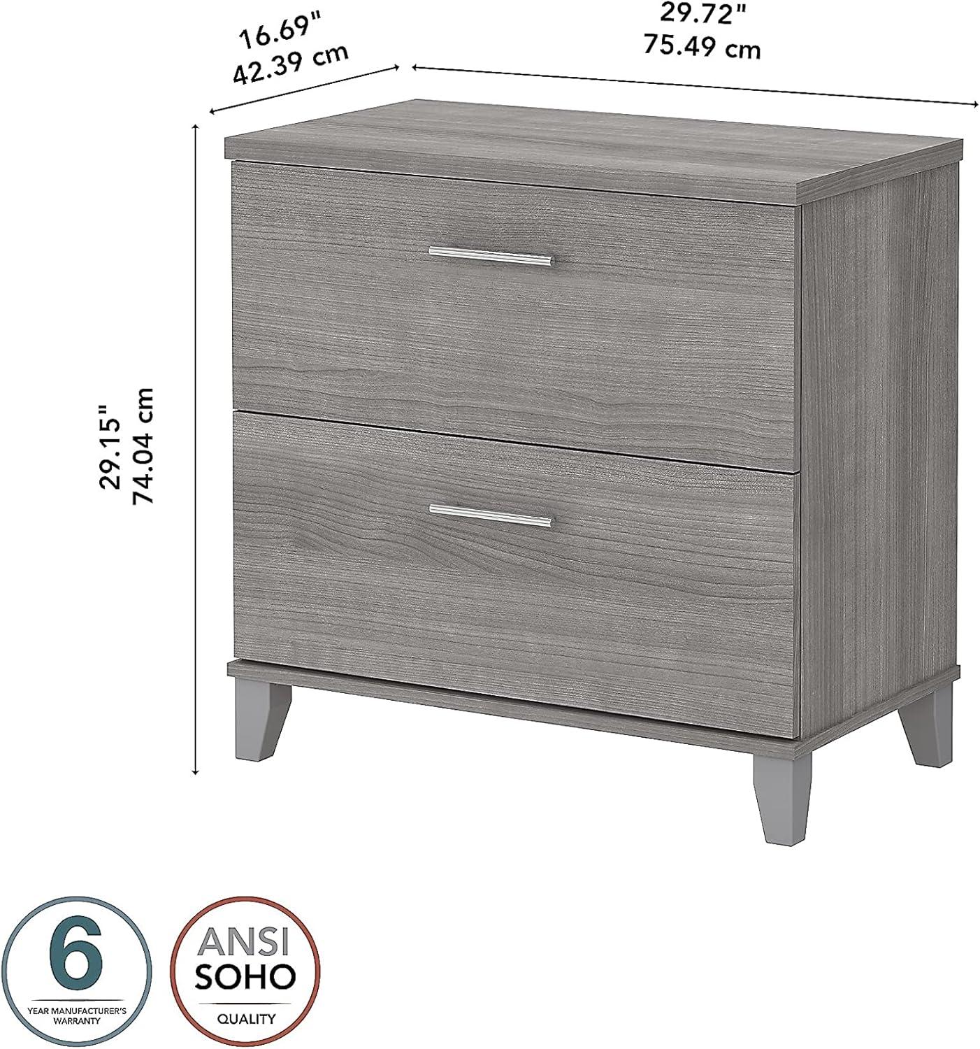 Bush Furniture Somerset Lateral File Cabinet, 2 Drawer, Platinum Gray