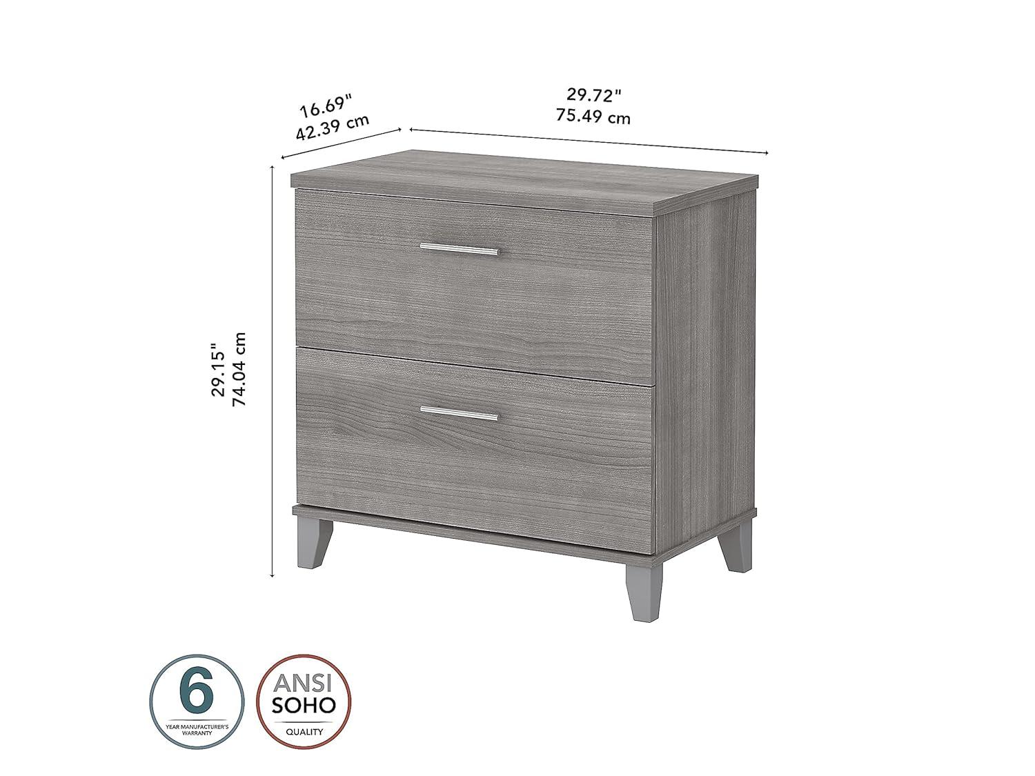 Bush Furniture Somerset Lateral File Cabinet, 2 Drawer, Platinum Gray