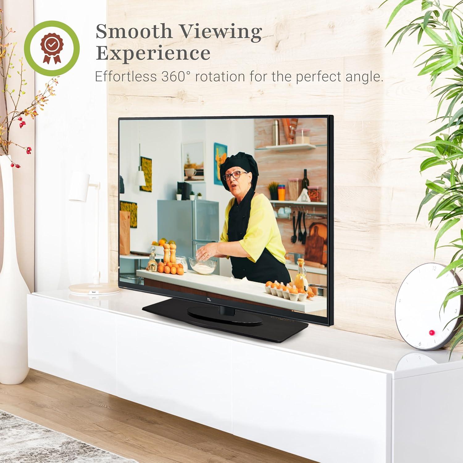 Prosumers Choice | Natural Bamboo TV Swivel Center Stand for TV, 21-Inch Base, Black 360Â° Rotation