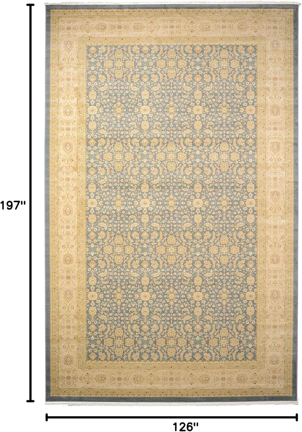 Edinburgh Blue and Beige Rectangular Synthetic Area Rug