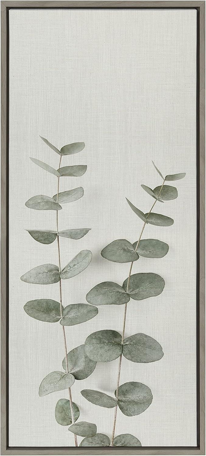 18" x 40" Sylvie Eucalyptus Botanical II by The Creative Bunch Studio Framed Wall Canvas Gray - Kate & Laurel All Things Decor