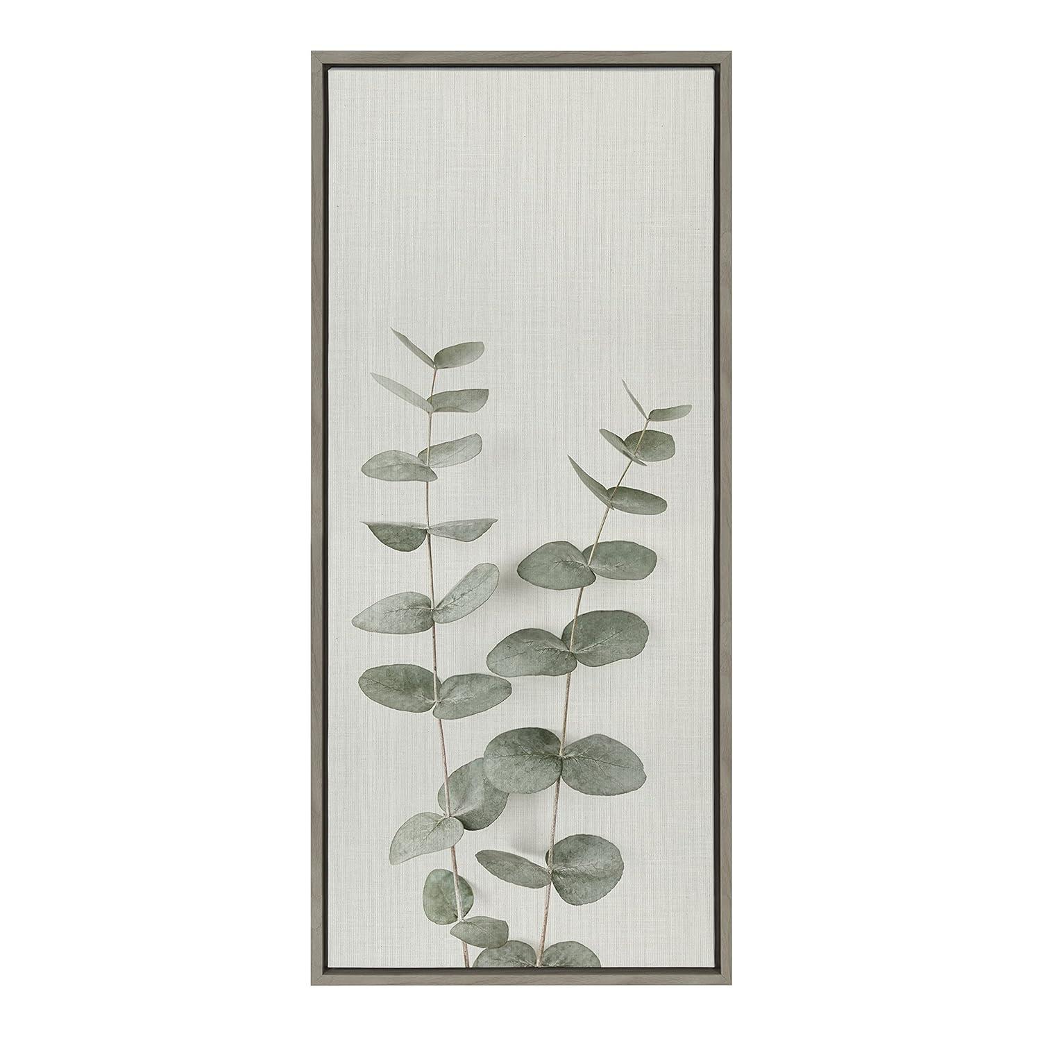18" x 40" Sylvie Eucalyptus Botanical II by The Creative Bunch Studio Framed Wall Canvas Gray - Kate & Laurel All Things Decor