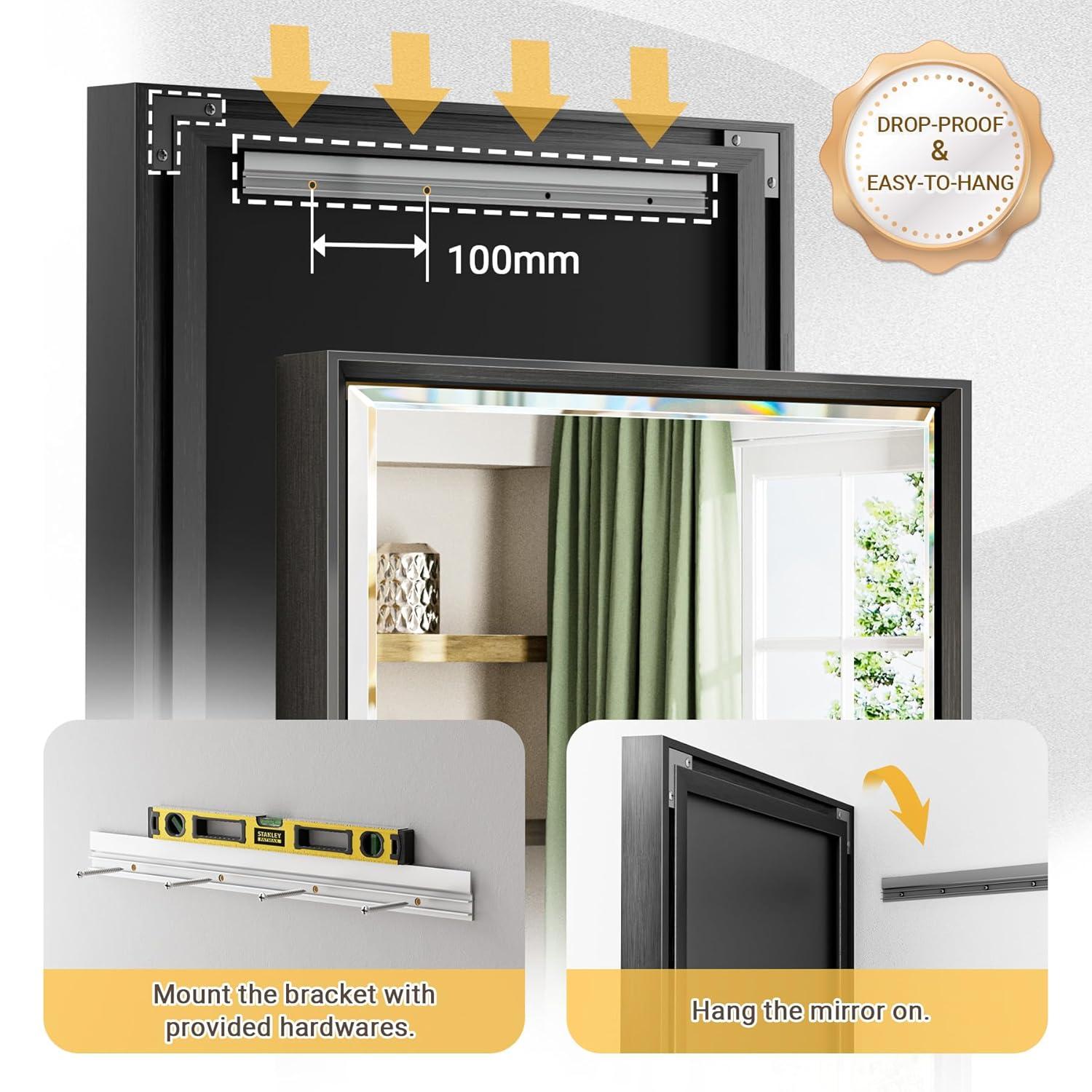 Decorative Wall Mirror Beveled Design, Bathroom Vanity Mirror Accent Mirror Finish