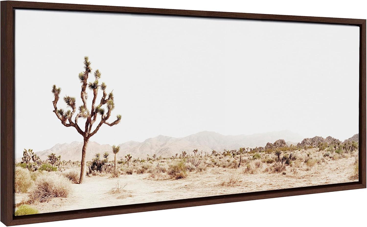 Lone Joshua Tree Brown Framed Canvas Landscape Art