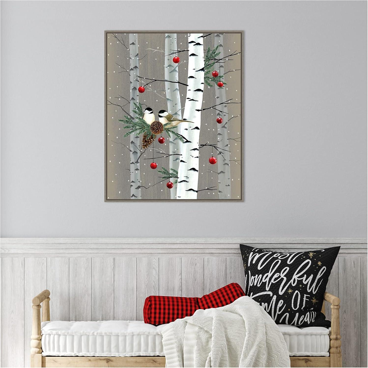 Grace Popp Birch Birds II Framed Canvas Wall Art in Greywash