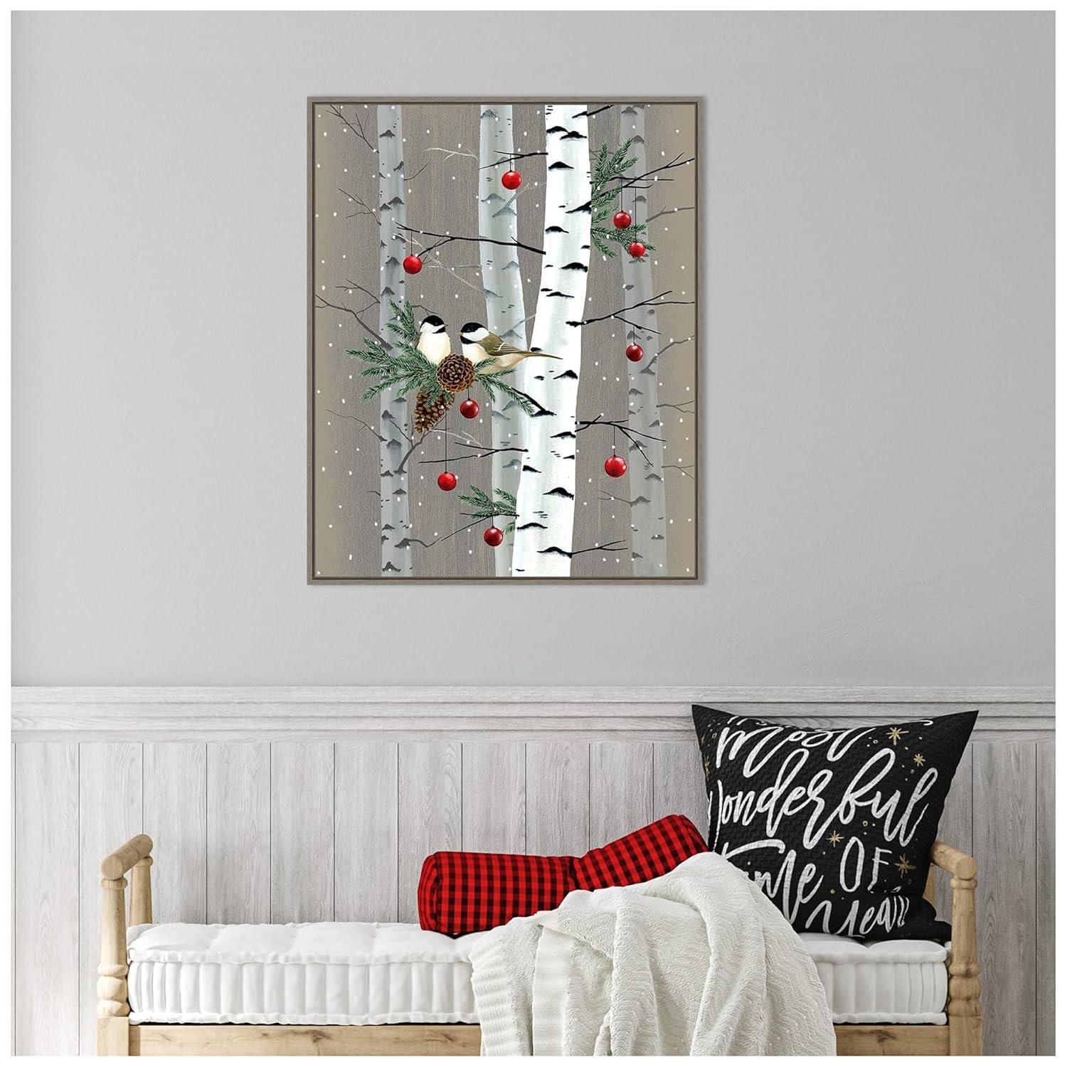 Grace Popp Birch Birds II Framed Canvas Wall Art in Greywash