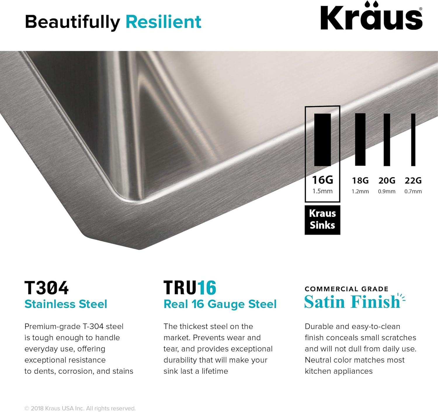 KRAUS Standart PRO™ Undermount 60/40 Double Bowl 16 Gauge Stainless Steel Kitchen Sink