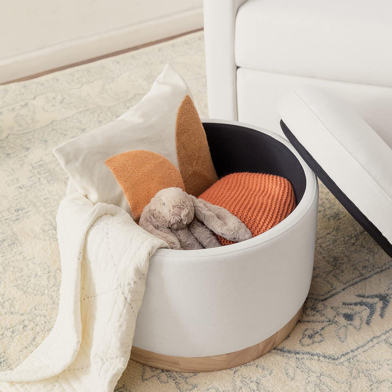 Naka 21.5" Wide Round Storage Ottoman with Storage