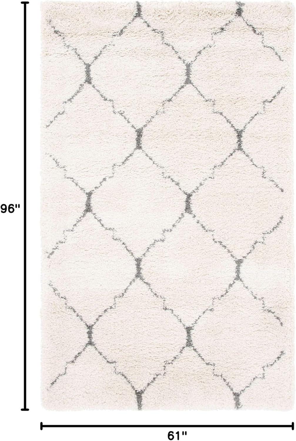 Gray and Ivory High Pile Shag Area Rug