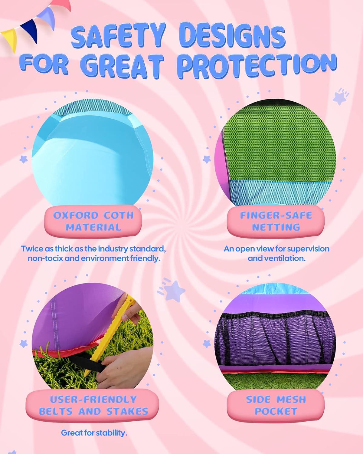 AirMyFun Pink and Purple Inflatable Bounce House with Slide