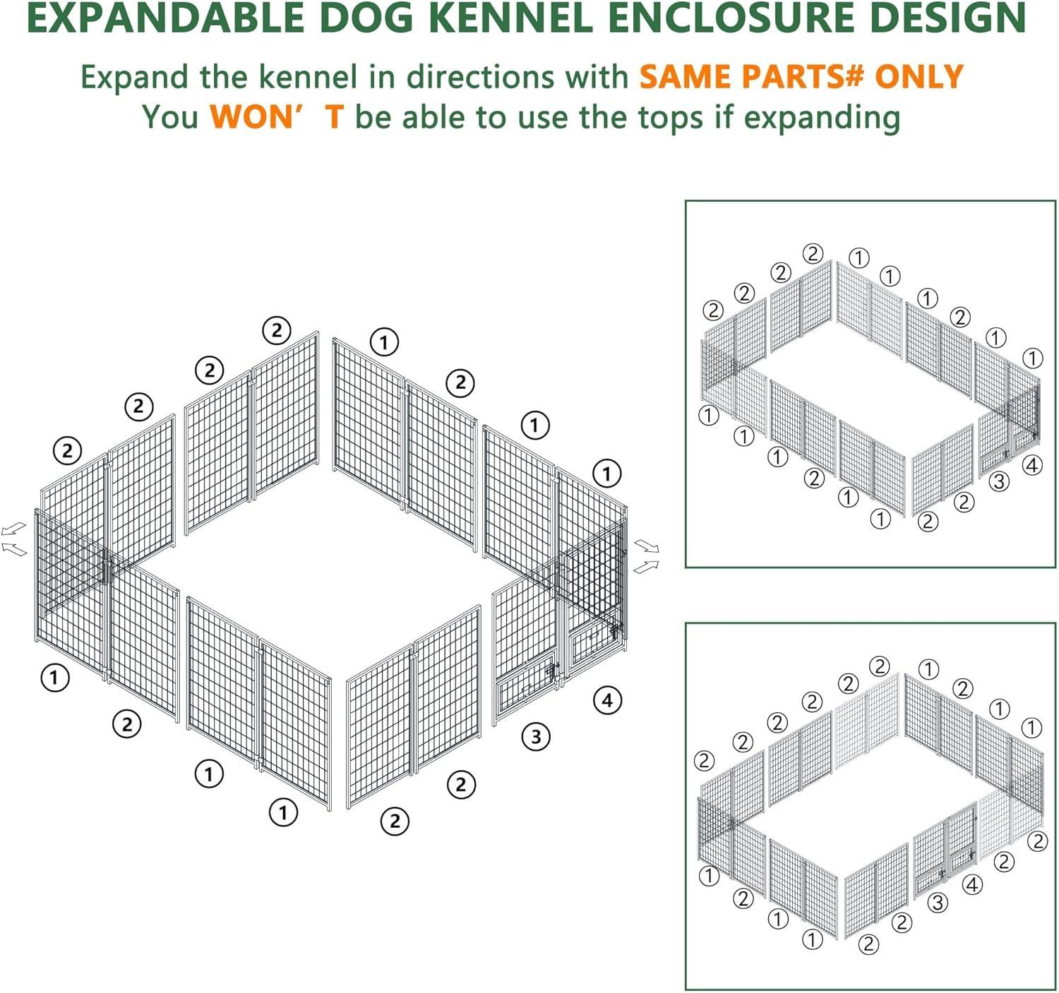 Extra Large Black Steel Outdoor Dog Kennel with Roof