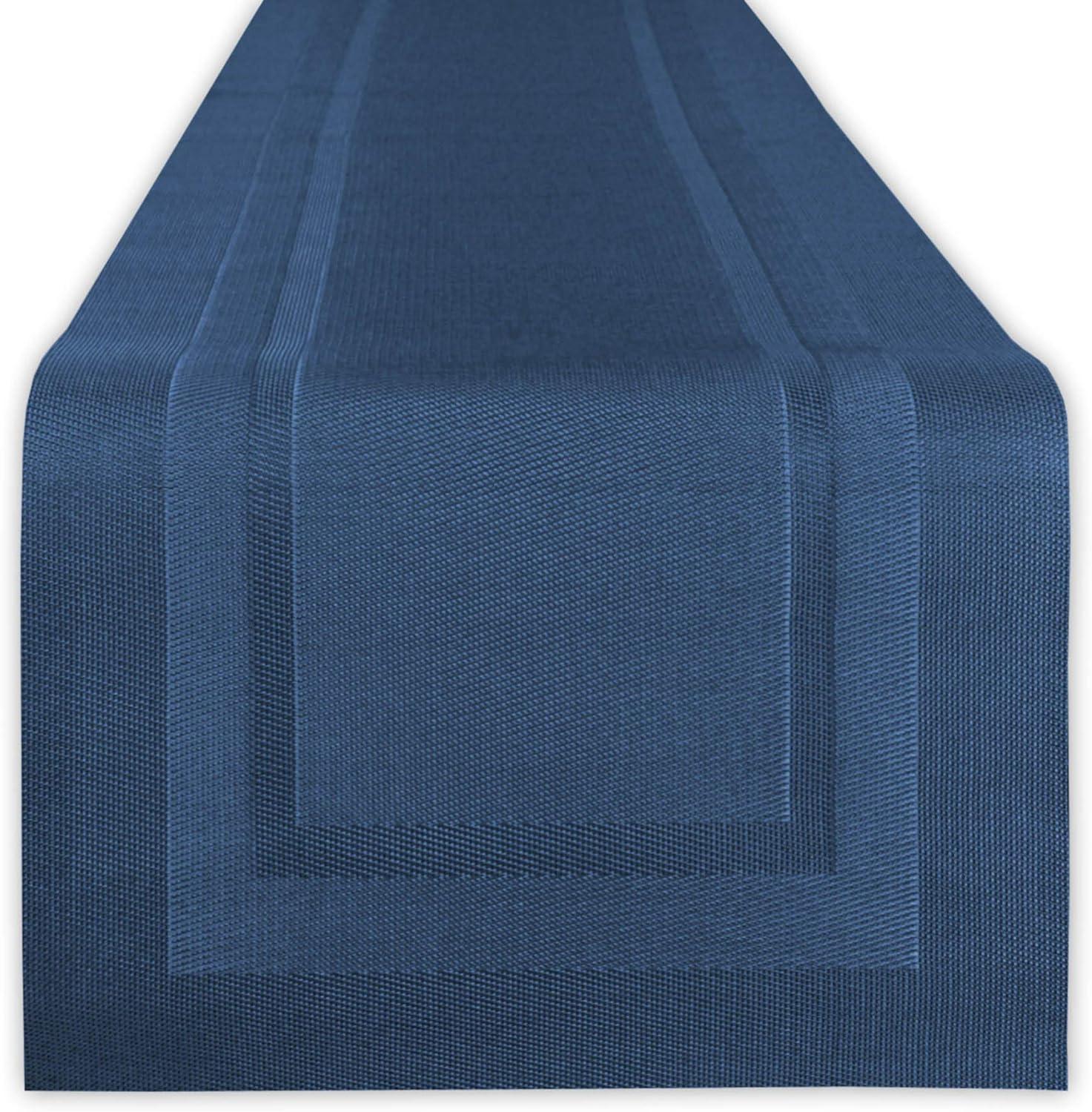 DII 14x72" Modern PVC Polyester Doubleframe Table Runner in Nautical Blue