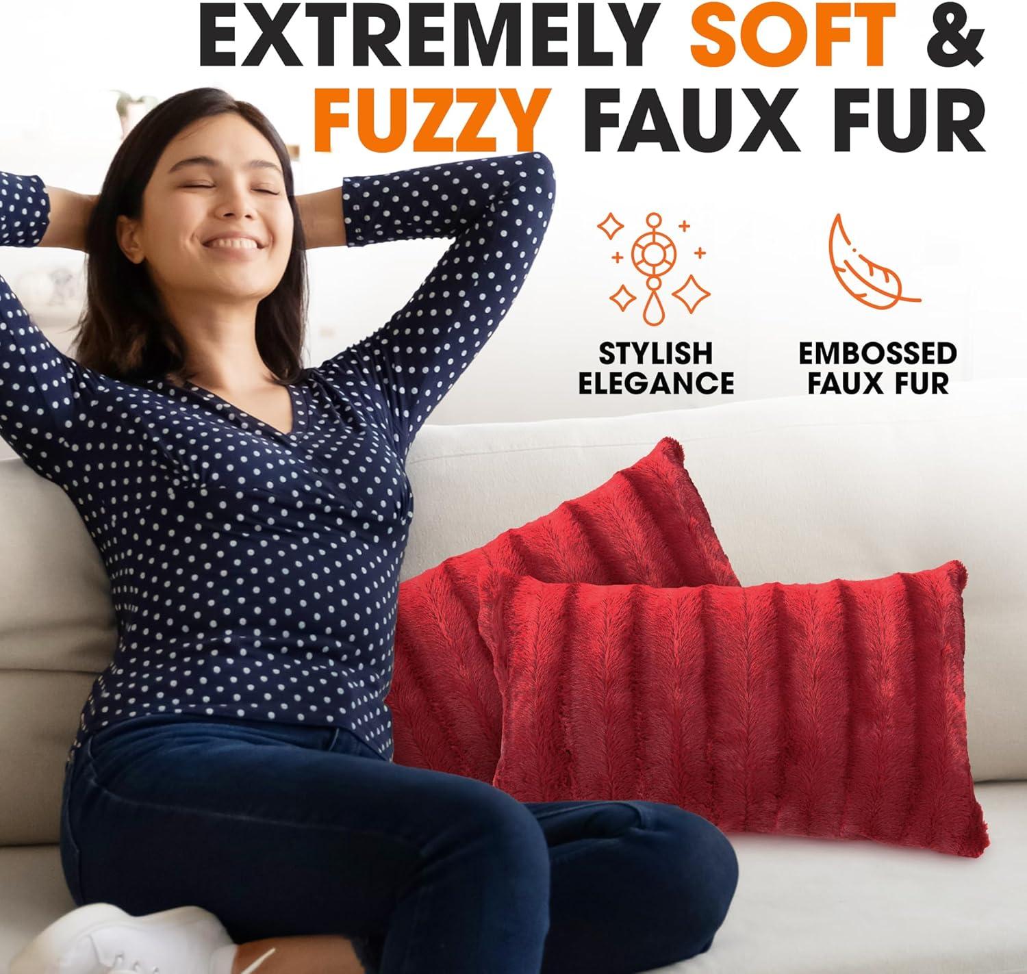 Cheer Collection Faux Fur Throw Pillow (Set of 2)