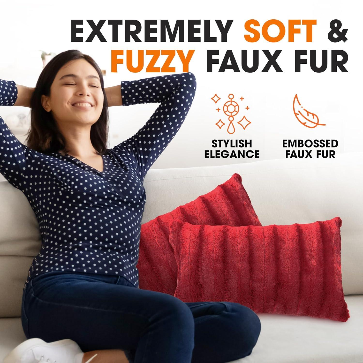 Cheer Collection Faux Fur Throw Pillow (Set of 2)