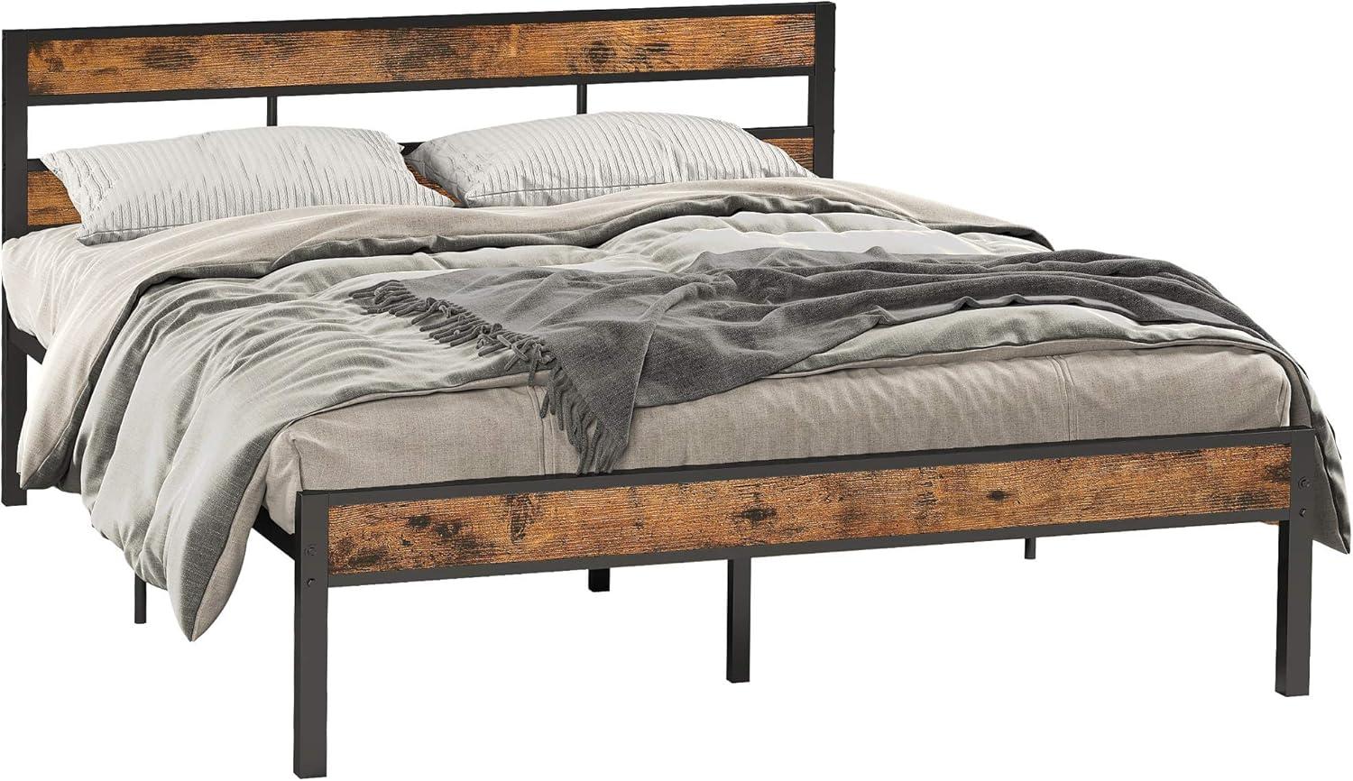 Estructura de Cama de Plataforma de Metal con Cabecera Resistente, sin Ruido, Tamaño Queen