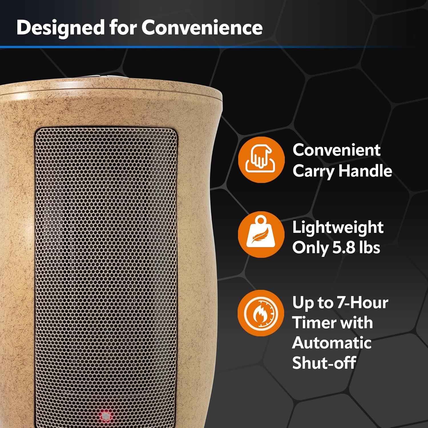 Lasko 16" 1500W Designer Series Oscillating Ceramic Space Heater with Timer, Beige, 6405, New