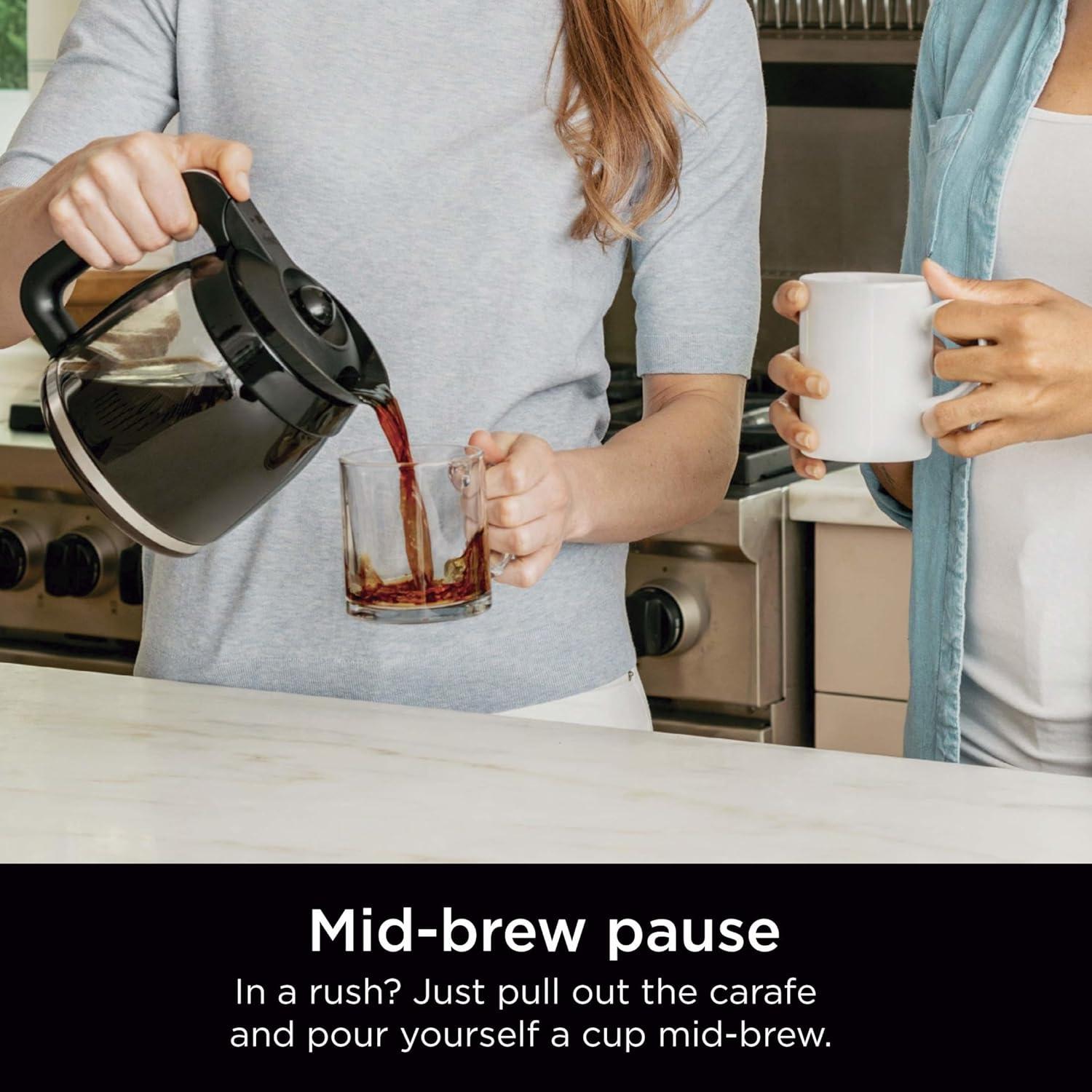 Ninja 12-Cup Programmable Coffee Maker with Classic and Rich Brews, 60 oz. Water Reservoir, and Thermal Flavor Extraction (CE201), Black/Stainless Steel