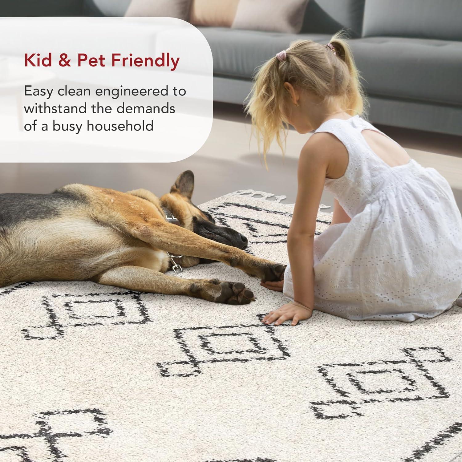 Nuloom Mackie Geometric 9x12 Shag Indoor Area Rug for Living Room Bedroom Dining Room Nursery, Off White/Charcoal
