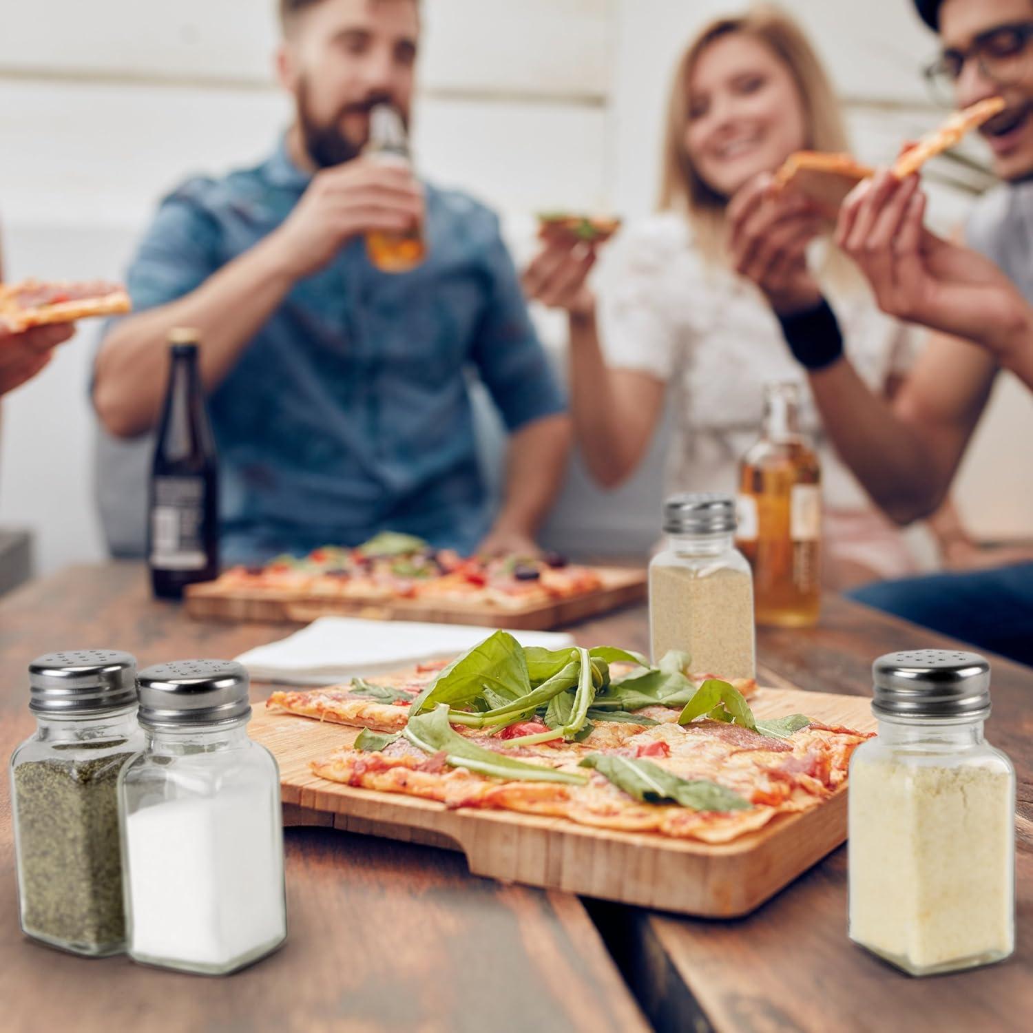 Back of House Ltd. Salt & Pepper, Spices, Seasonings Shakers - Stainless Steel & Glass Restaurant Home Kitchen - 12 Standard