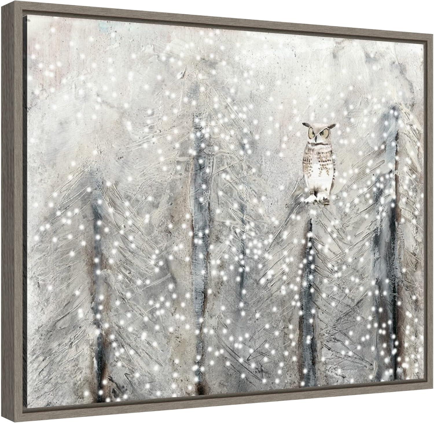 Amanti Art Snowy Habitat I (Owl) by Alicia Ludwig Canvas Wall Art Print Framed 20 x 16-in.