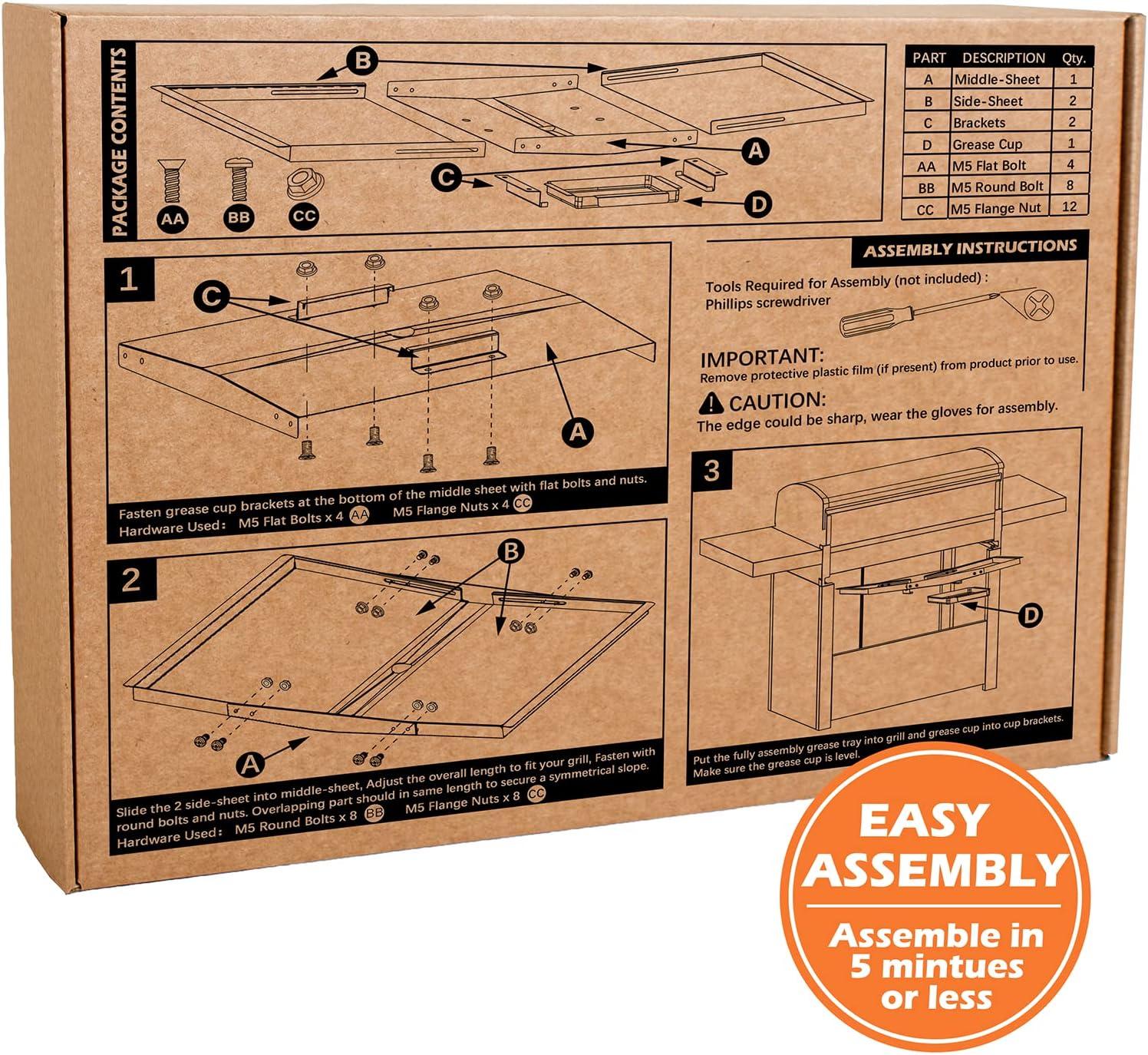Grease Tray with Catch Pan - Dyna Glo Grill Replacement Parts, Adjustable Stainless Drip Pan for Gas Grill Models from Dyna Glo, Nexgrill, Expert Grill, Kenmore, BHG and More (Width 18"-24")