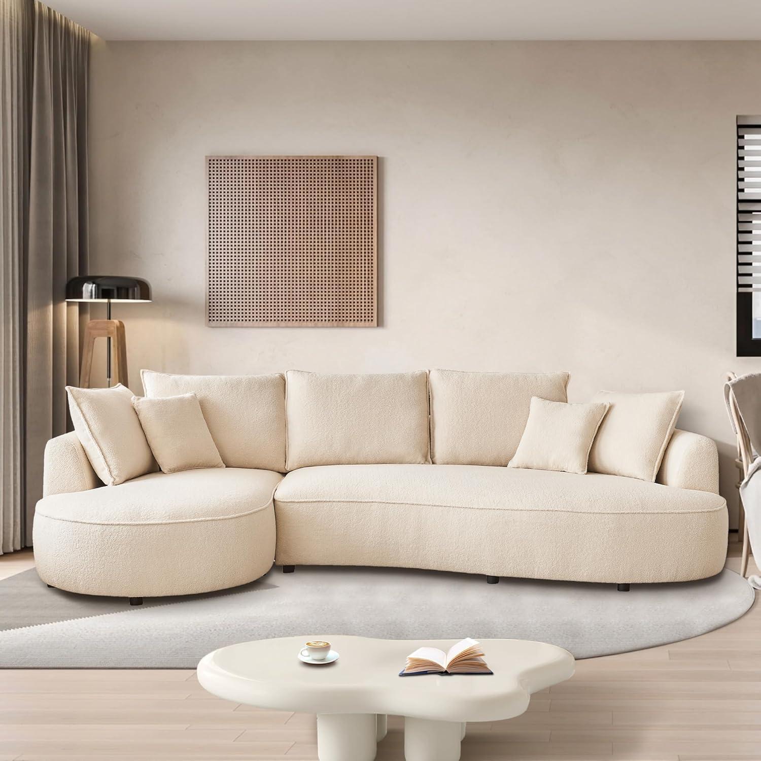 Excellent Future 122.8" Curved Sofa Modern Curved Couch Living Room Modular Sectional Sofa