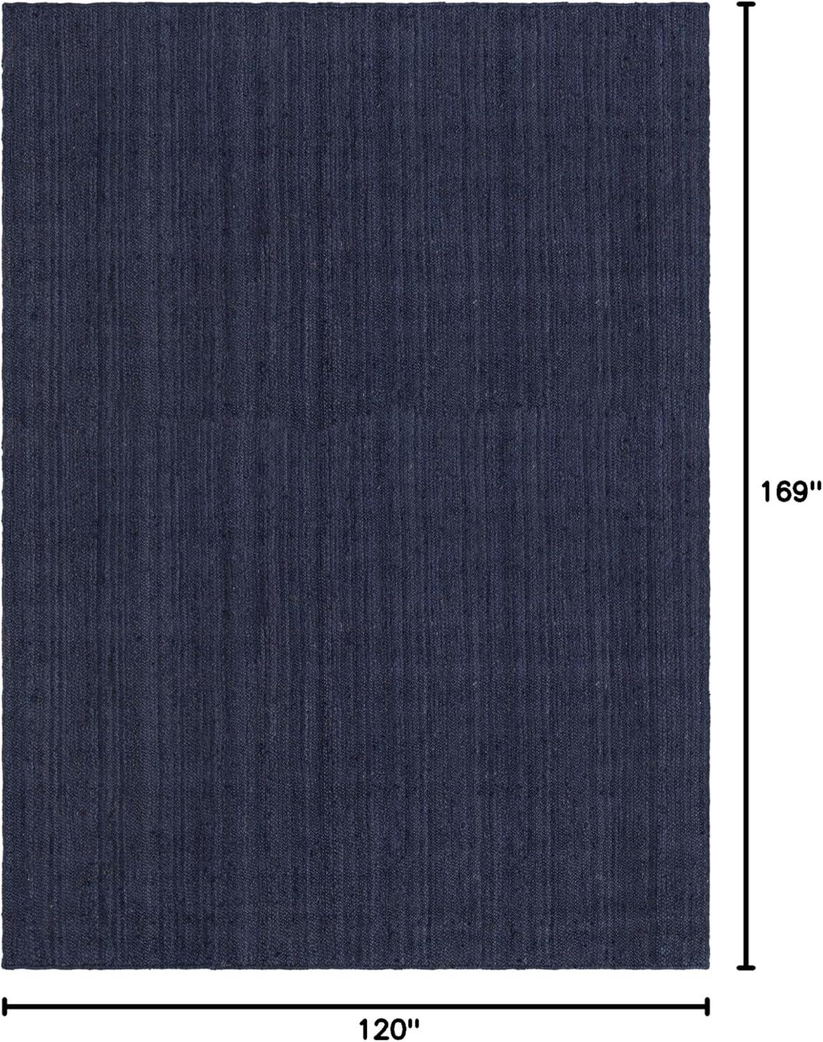 Unique Loom Braided Jute Collection Area Rug - Dhaka (10' x 14' 1" Rectangle Navy Blue)