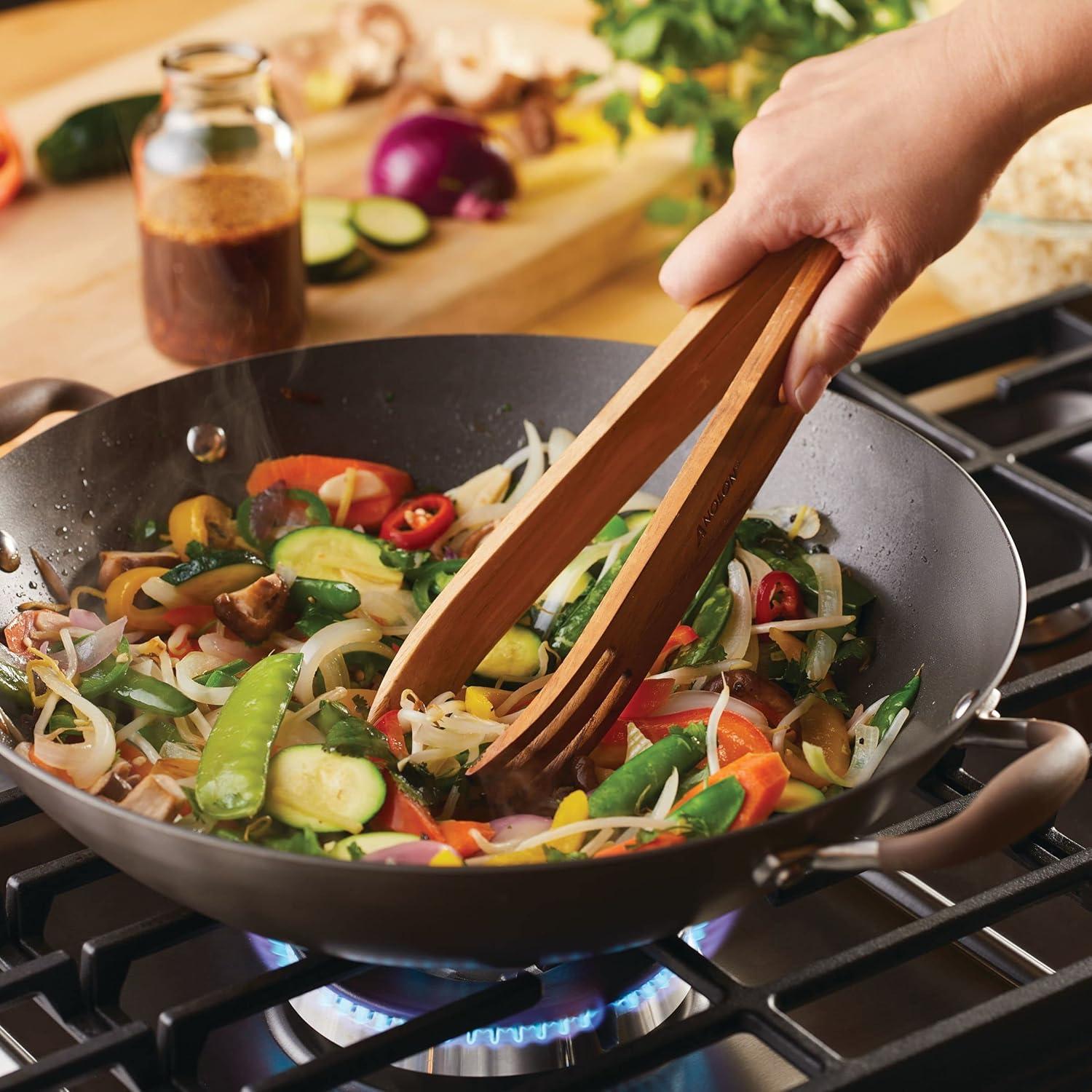 Anolon Advanced Home 14 inch Nonstick Wok with Side Handles and Lid, Bronze