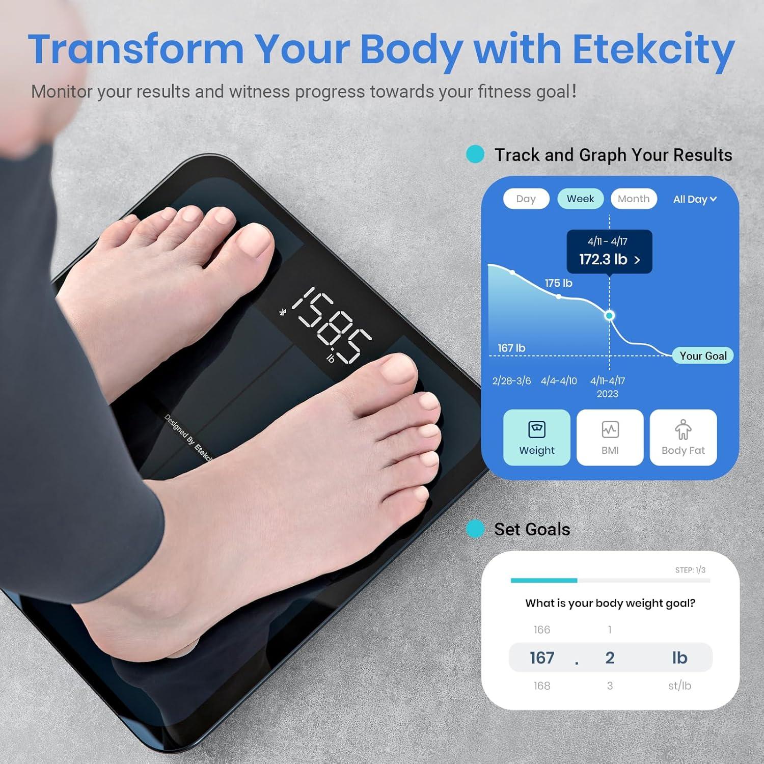 Black Tempered Glass Smart Digital Body Analysis Scale