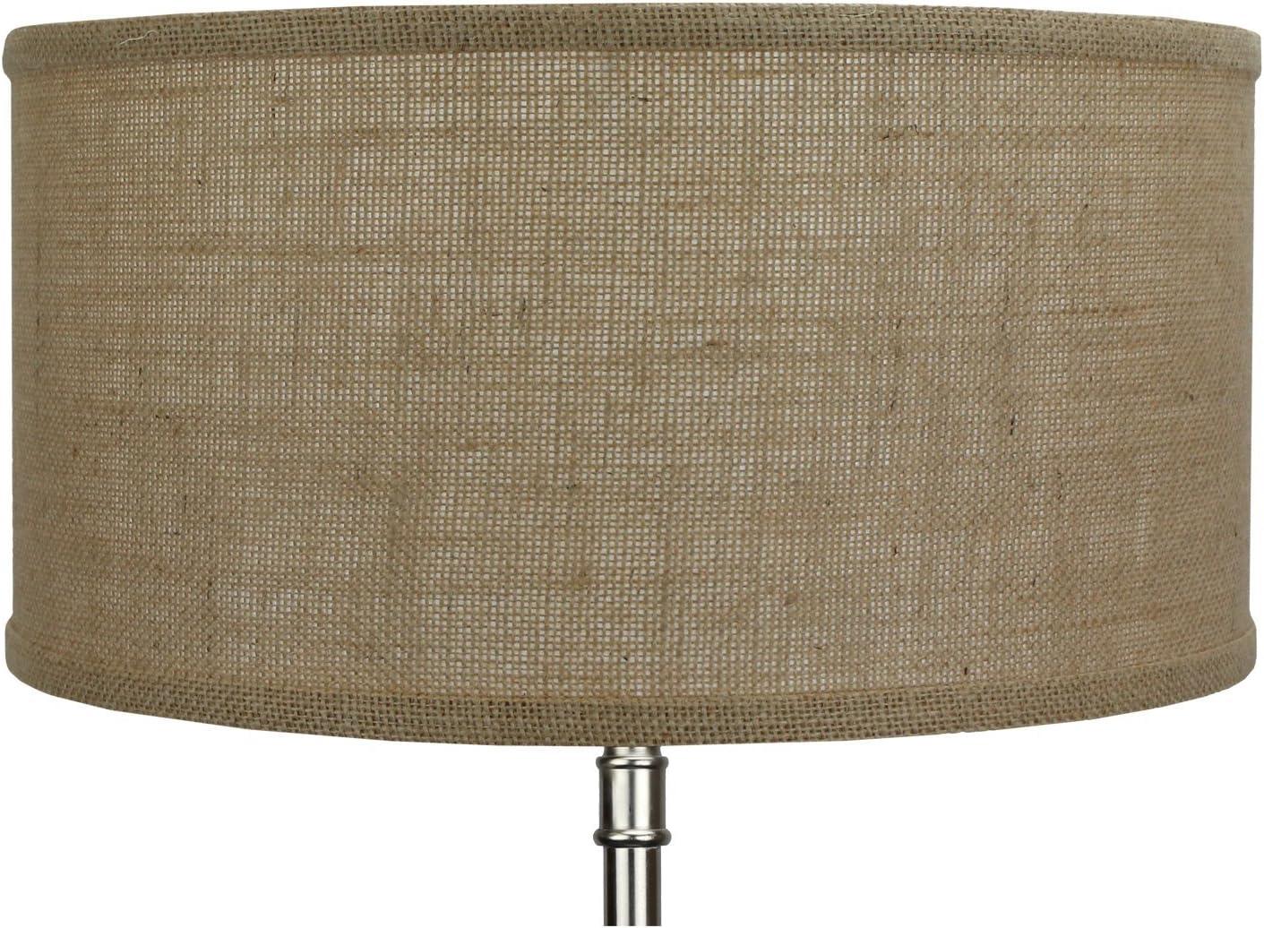 Natural Burlap Drum Lamp Shade with Nickel Hardware, 14" x 7"