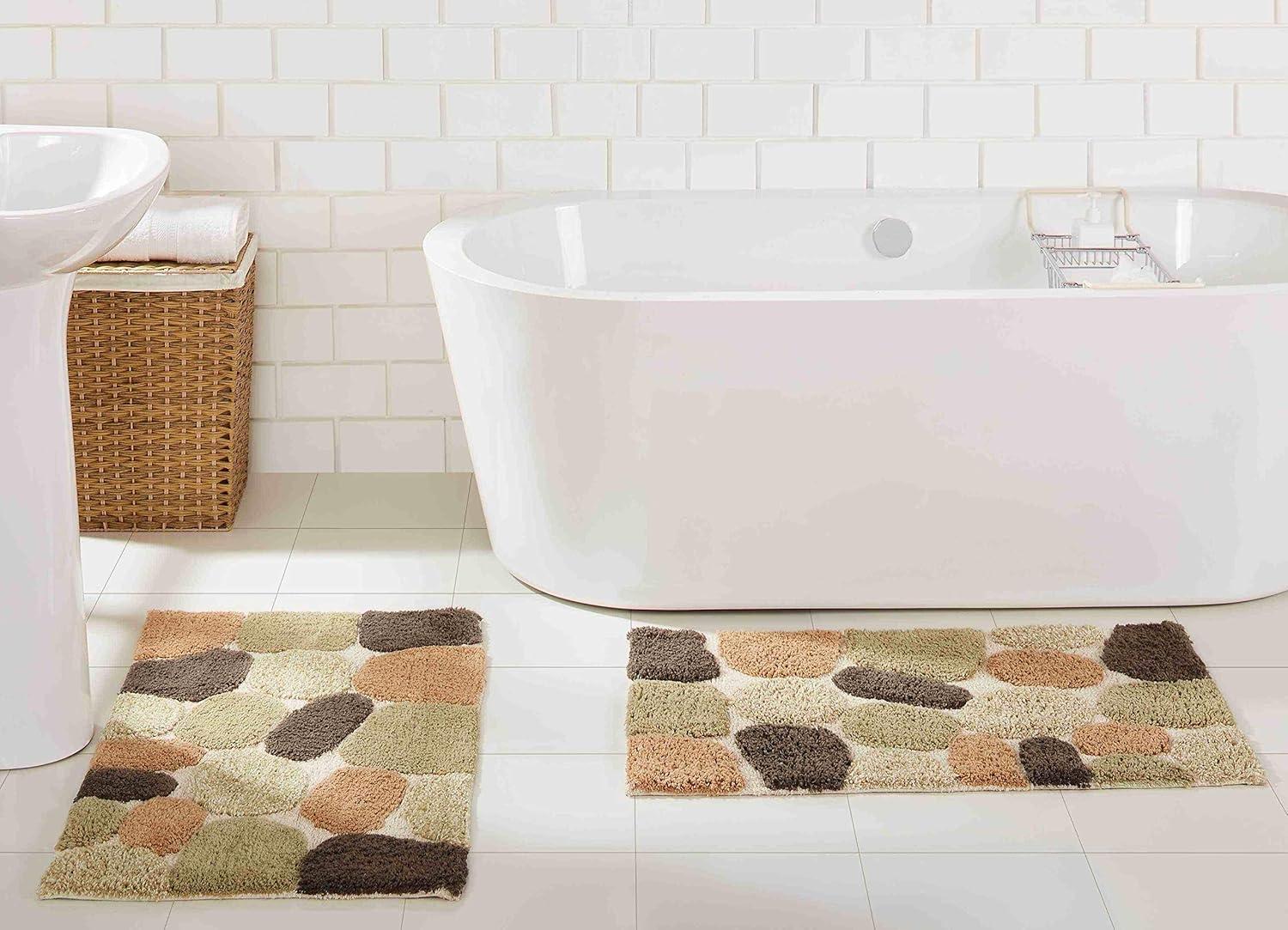 Chesapeake  Pebbles 2pc Bath Rug Set Khaki 20"x32" & 20"x32" Same Size Set