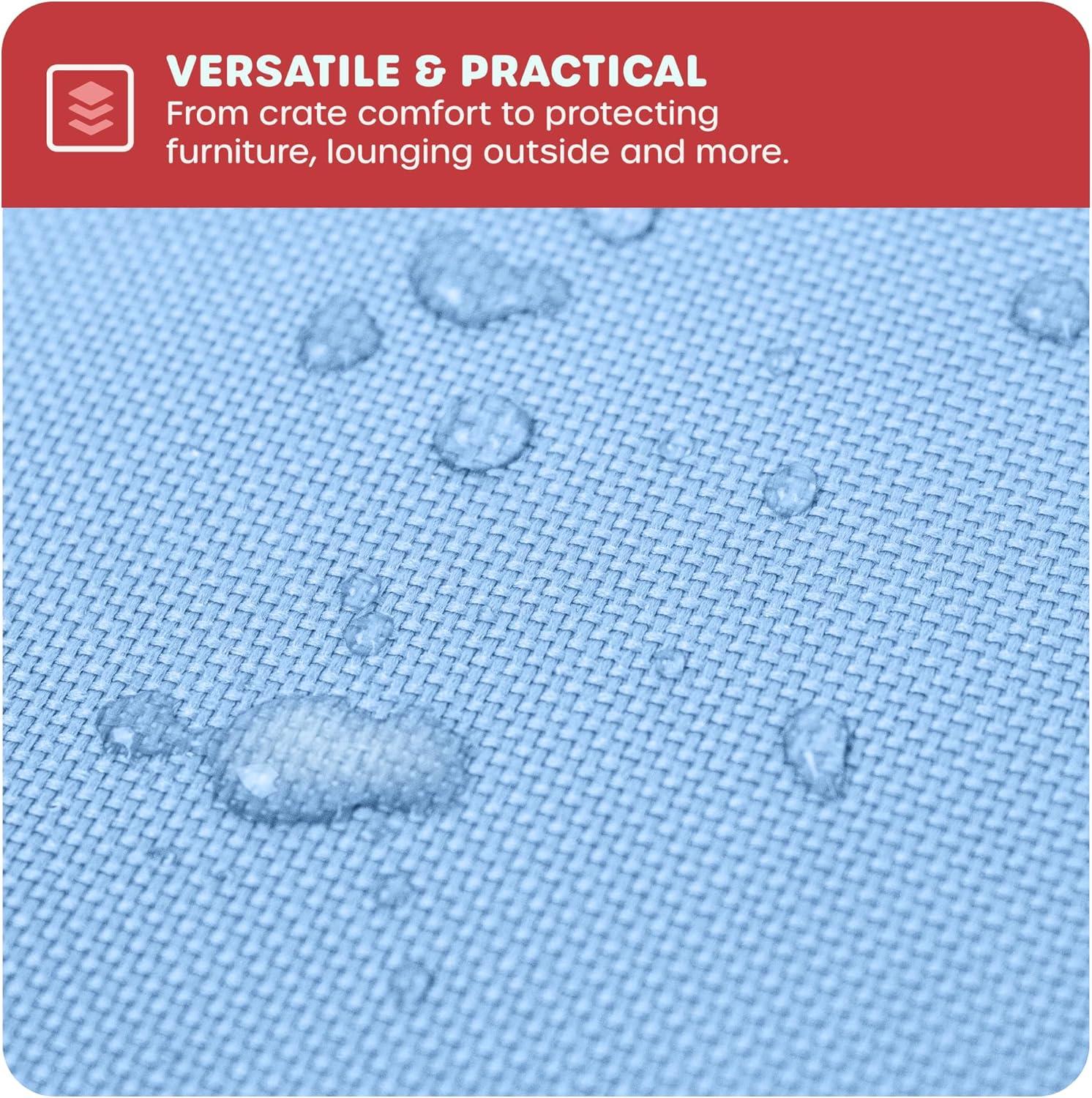 Downtown Pet Supply Dog Crate Mat, Waterproof Pet Bed, Dark/Light Blue, XS