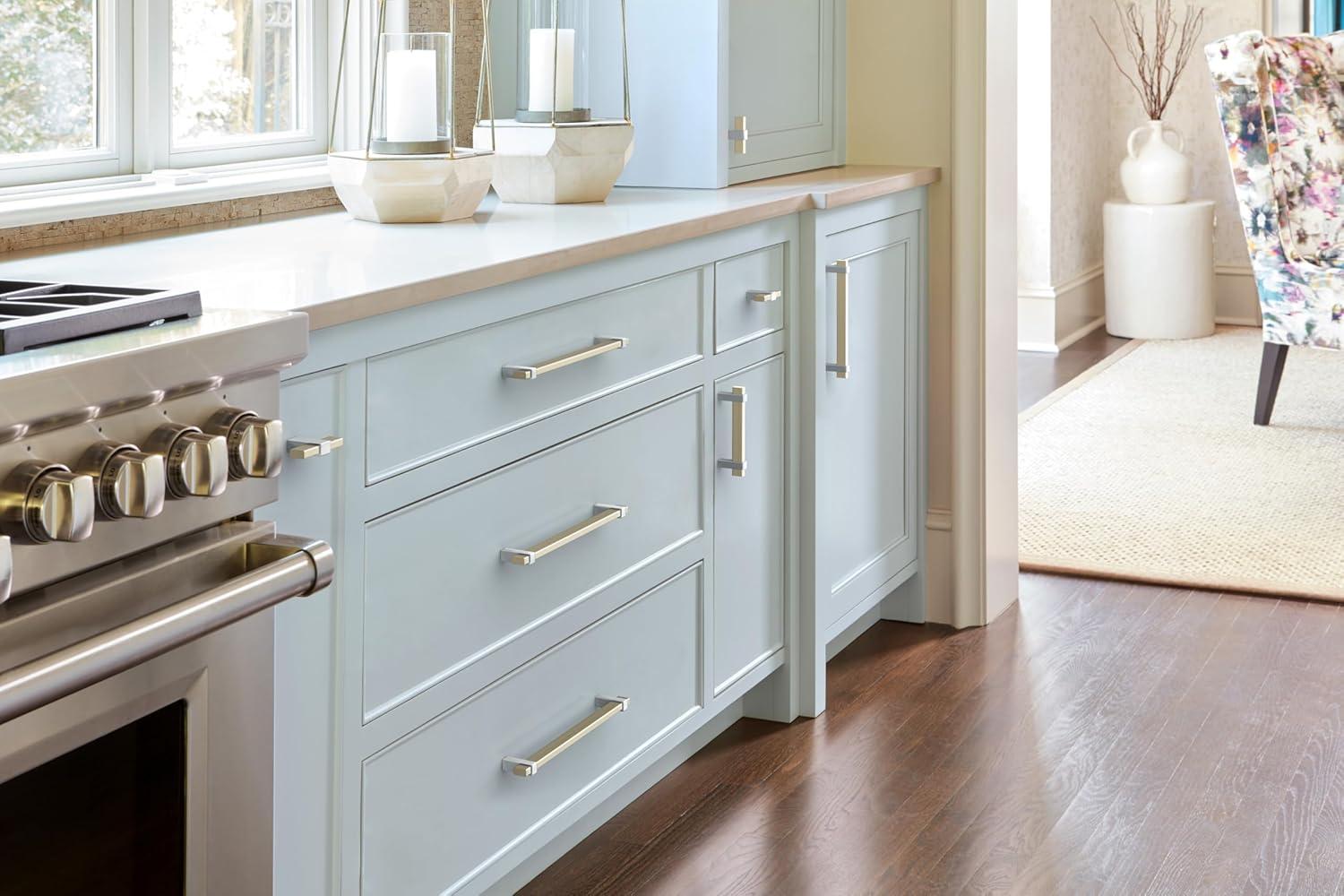 Amerock Mulino 8-13/16 inch (224mm) Center-to-Center Golden Champagne/Polished Chrome Cabinet Pull