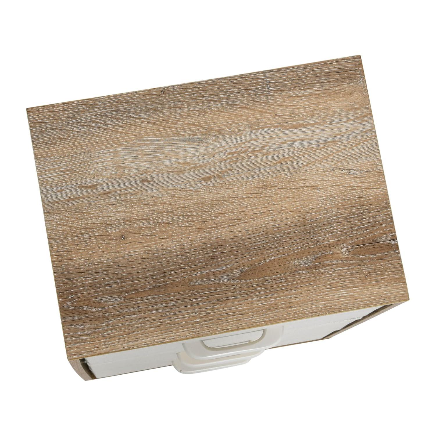 Household Essentials 3 Drawer Dresser, Narrow Storage Chest, Multi-Color Drawers, Wire Backing and Metal Feet, Wood Handles, Coastal Oak Laminate