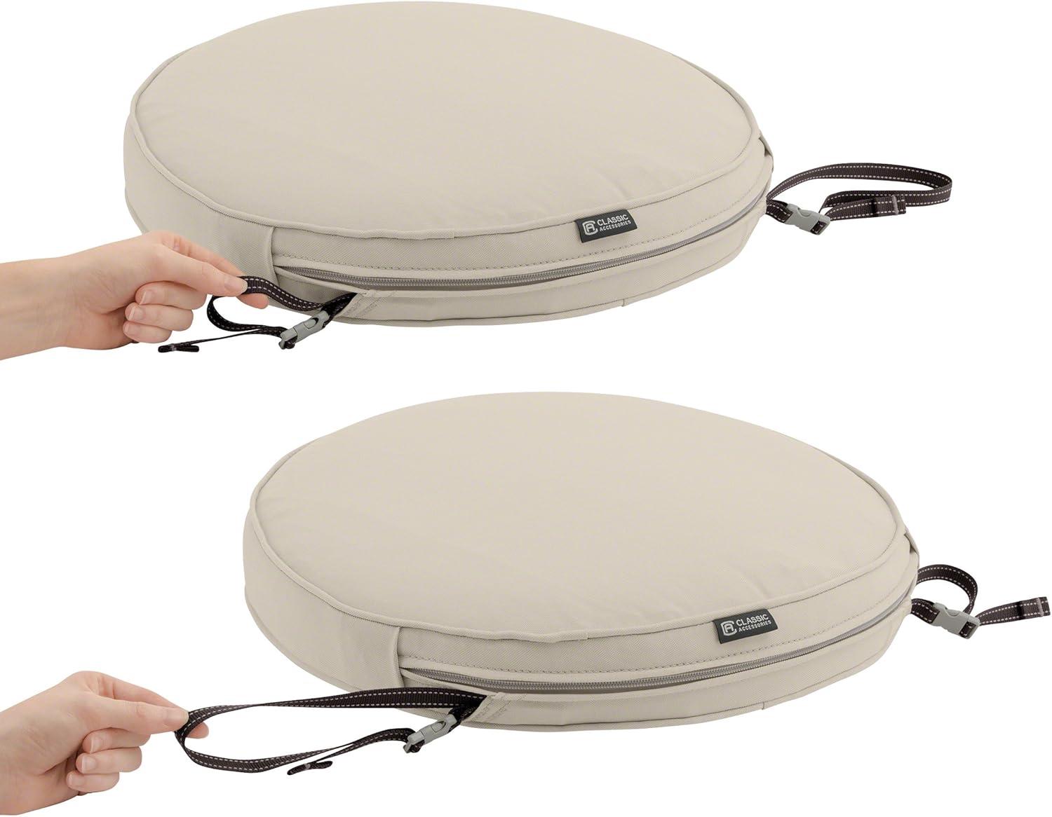Classic Accessories Montlake FadeSafe Water-Resistant Patio Dining Seat Cushion, 18 x 2 inch, Antique Beige