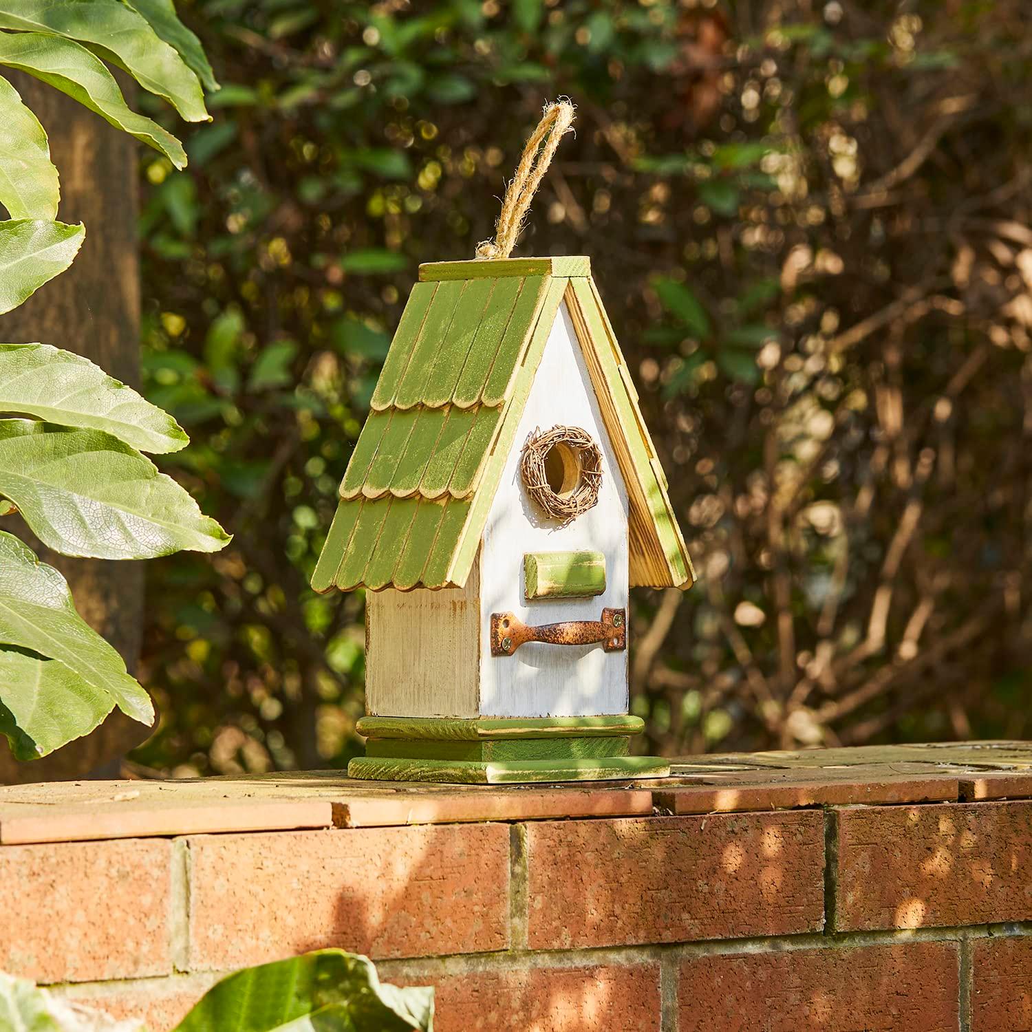 Glitzhome 4.09 in. Distressed Wooden Birdhouse Wall Hanging