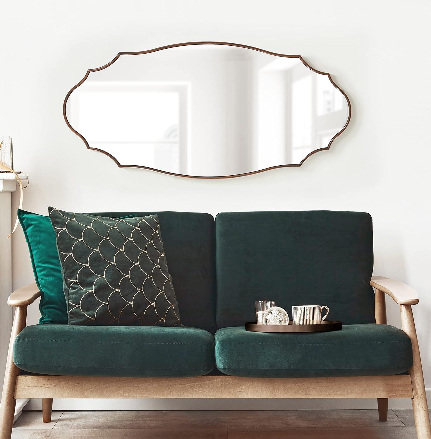 Kate and Laurel Leanna Scalloped Oval Wall Mirror, 20x42, Bronze